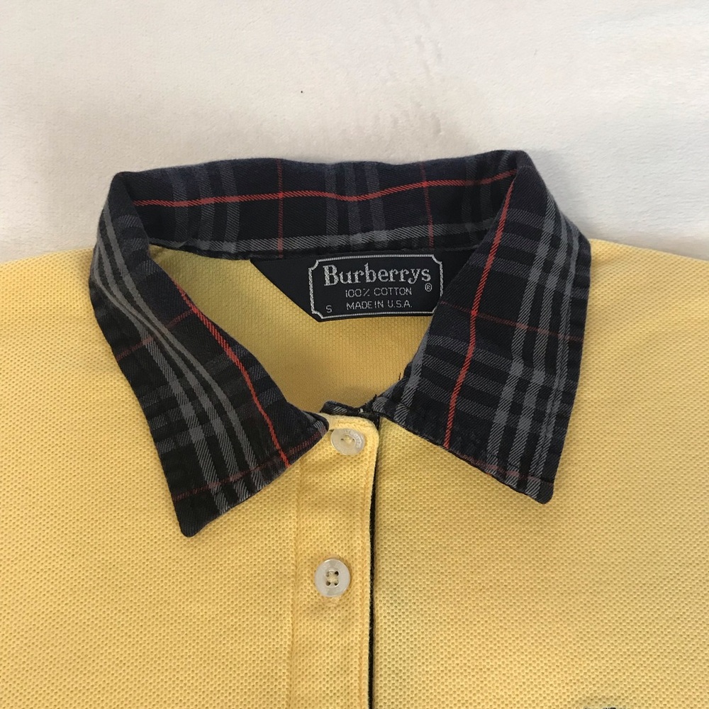 Burberrys Polo Shirt ; Short Sleeve Women’s Size S Color Yellow Nova Check Neck - Picture 9 of 13